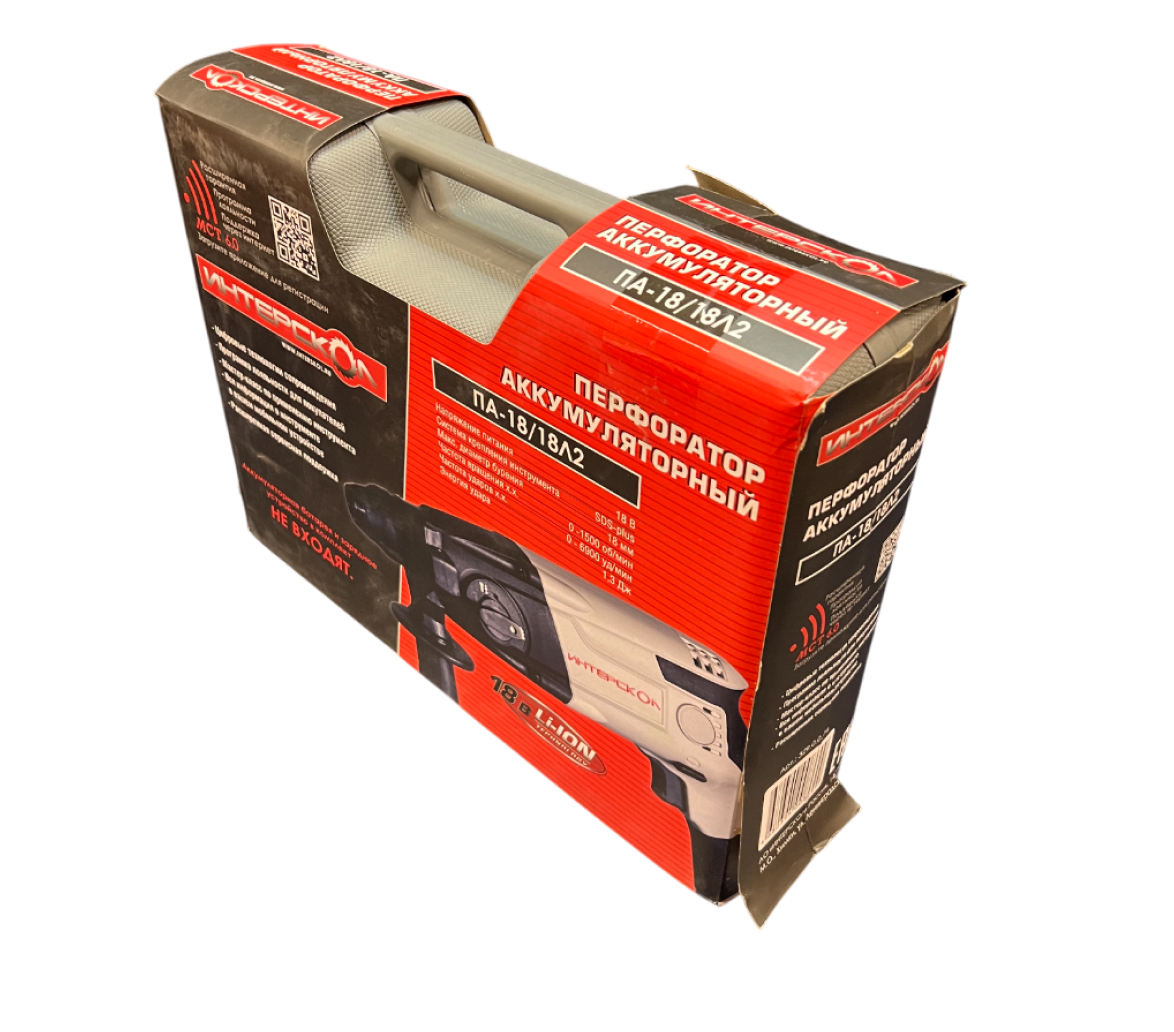 Аккумуляторный перфоратор ИНТЕРСКОЛ ПА-18/18Л2, 18 В, 1.3 Дж, 6900 уд/мин, без АКБ и ЗУ, в кейсе (УЦЕНЕННЫЙ ТОВАР) (329.0.0.74/U)