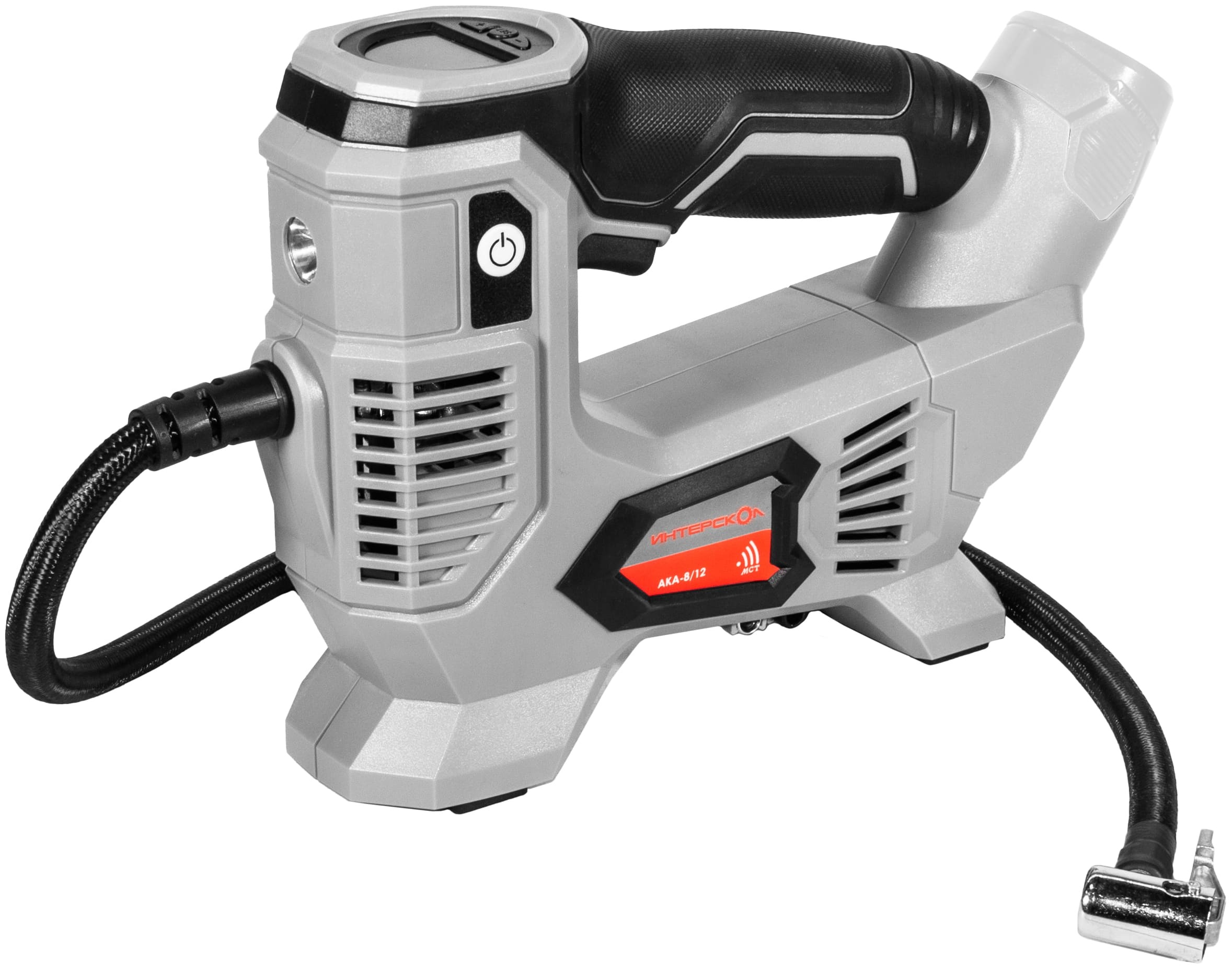 Аккумуляторный компрессор ИНТЕРСКОЛ АКА-8/12ЭМ, 12 В, 10.3 бар, 60 л/мин, без АКБ и ЗУ