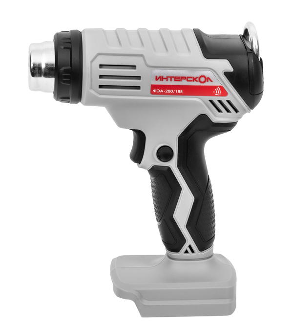 Бесщеточный аккумуляторный строительный фен ИНТЕРСКОЛ ФЭА-200/18В, 550°С, 200 л/мин, без АКБ и ЗУ, 764.0.0.70