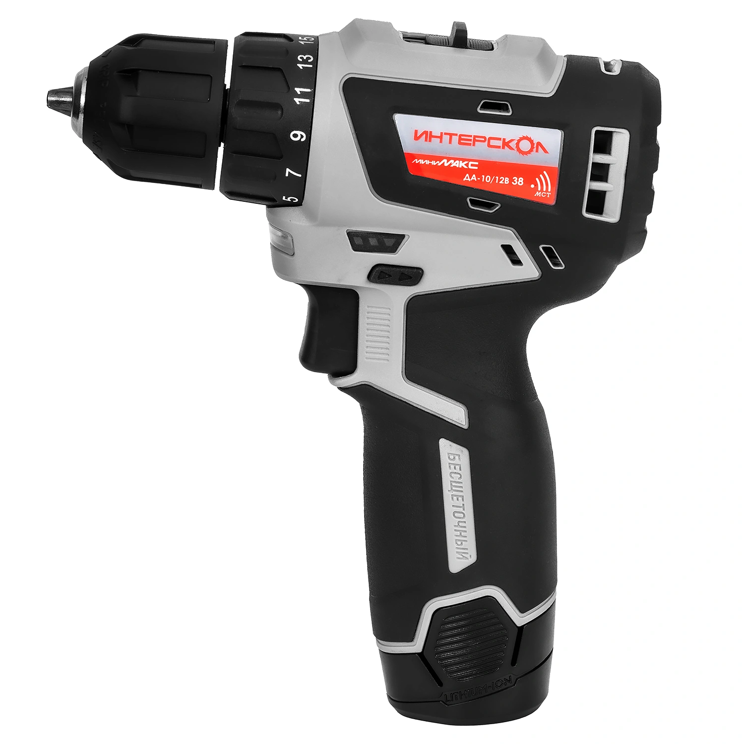 Аккумуляторная дрель-шуруповерт ИНТЕРСКОЛ МиниМАКС ДА-10/12В 38, 12 В, 1550 об/мин, c 2 АКБ 3 Ач и ЗУ, в кейсе (757.3.2.40)
