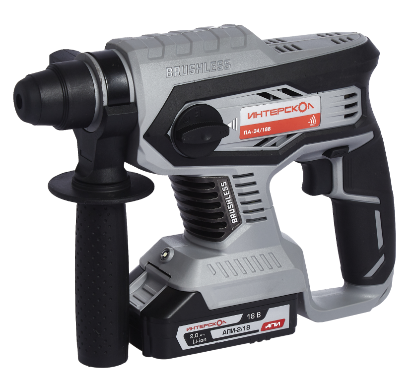 Аккумуляторный перфоратор ИНТЕРСКОЛ ПА-24/18В, 18 В, 2.2 Дж, 5300 уд/мин, с 2 АКБ 2 Ач и ЗУ (579.2.2.70)