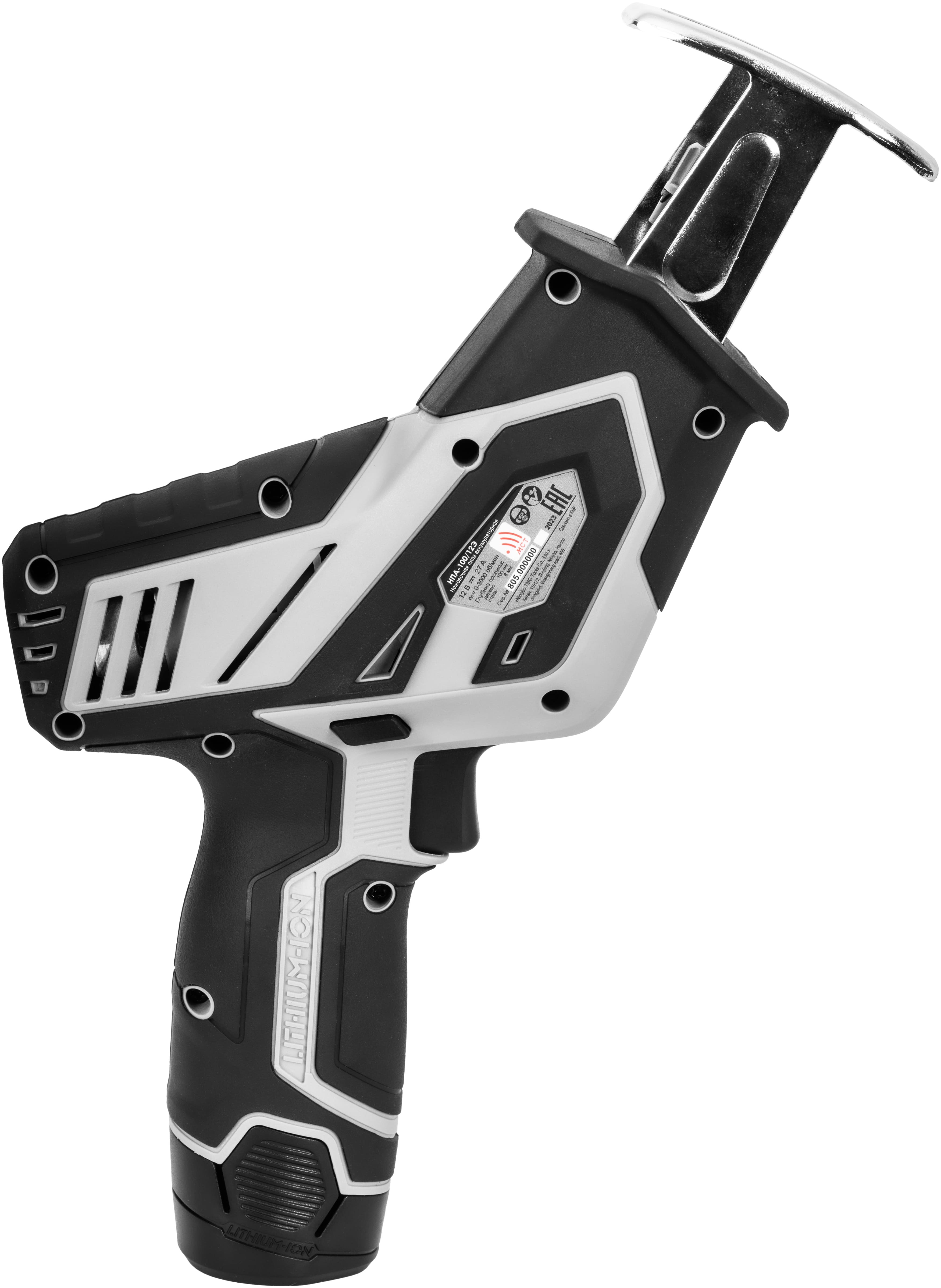 Аккумуляторная ножовочная пила ИНТЕРСКОЛ НПА-100/12Э, 12 В, 3000 ход/мин, 15 мм, с 2 АКБ 2 Ач и ЗУ, в кейсе (805.2.2.70)