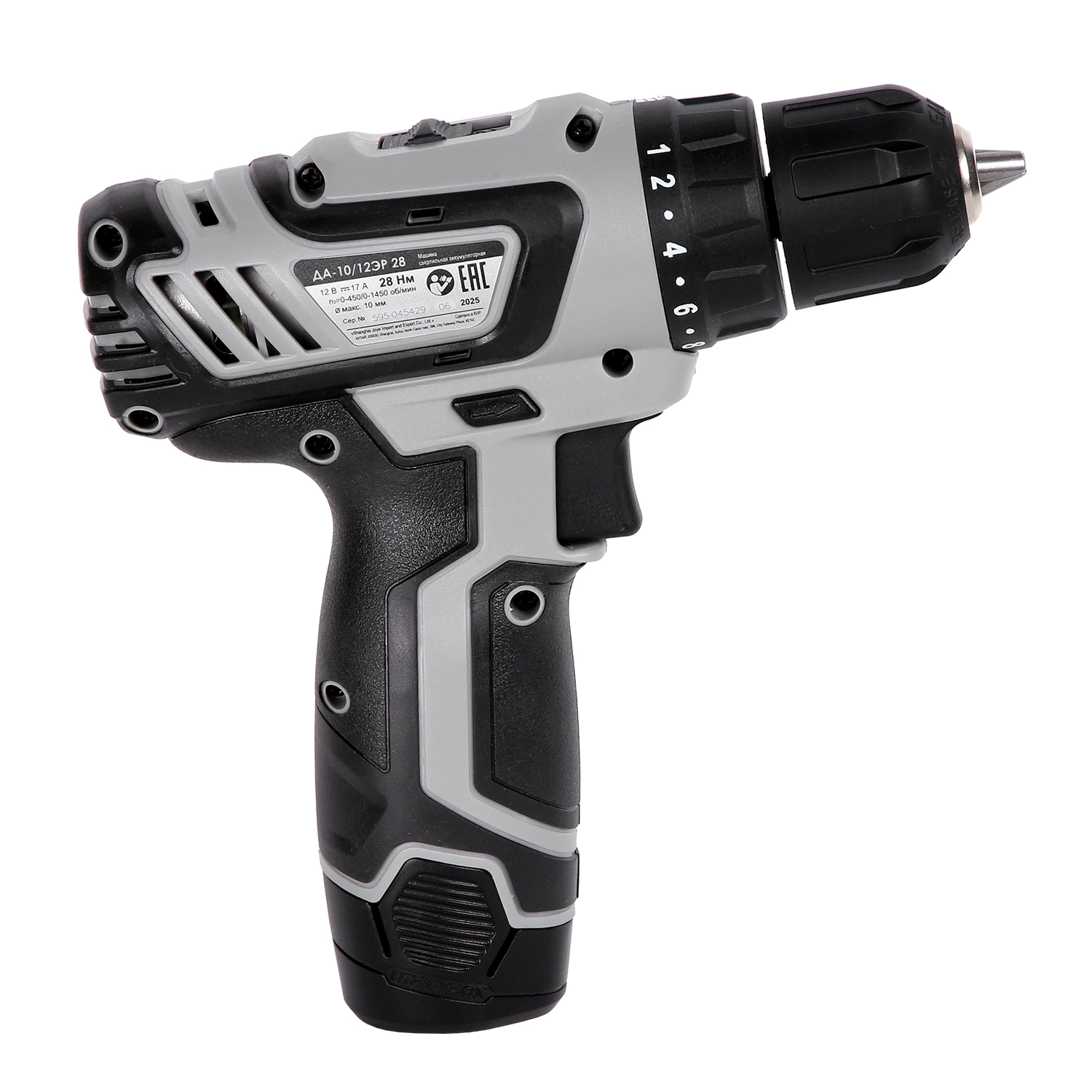 Аккумуляторная дрель-шуруповерт ИНТЕРСКОЛ ДА-10/12ЭР 28, 12 В, 1450 об/мин, с 2 АКБ 2 Ач и ЗУ, в кейсе (595.2.2.20)