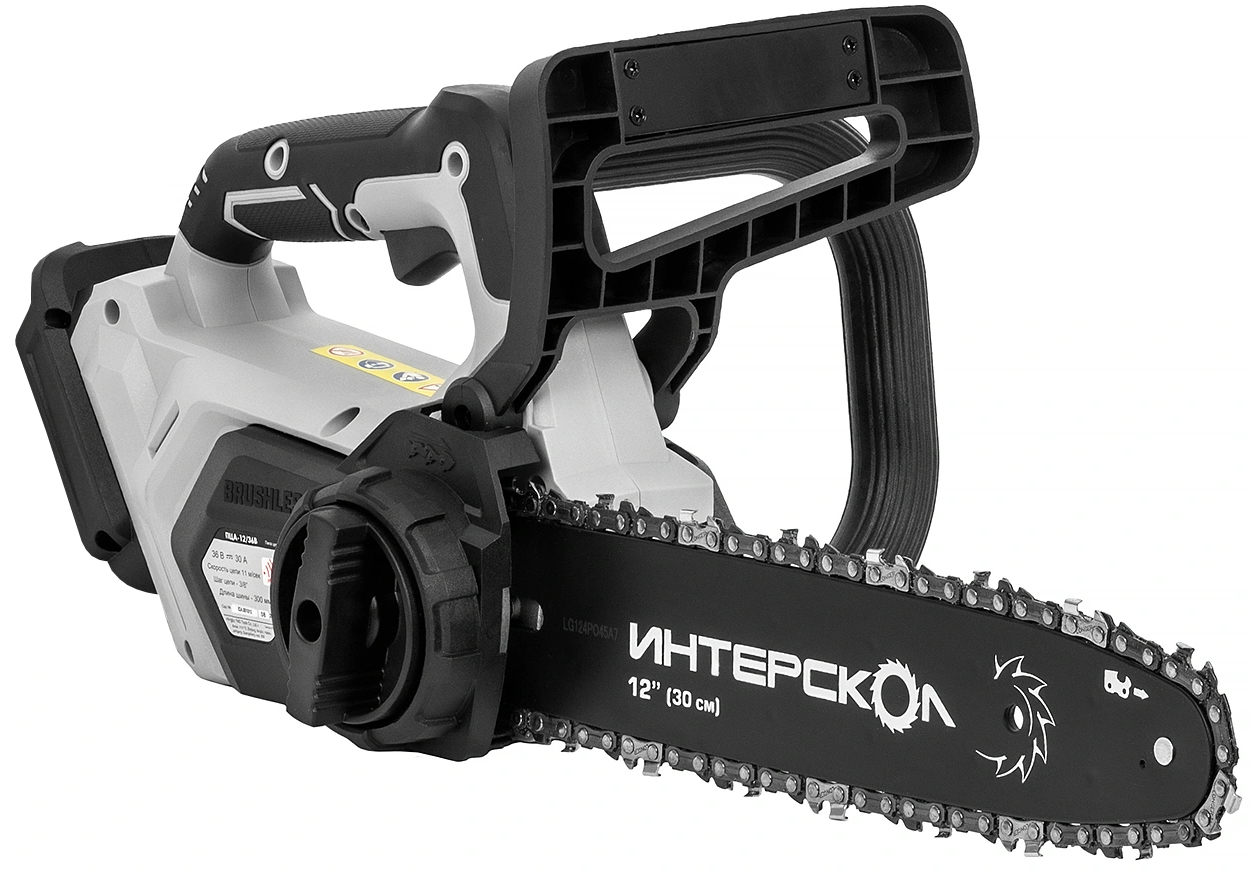 Аккумуляторная цепная пила ИНТЕРСКОЛ ПЦА-12/36В, 36 В, 30 см, с АКБ 2.5 Ач и ЗУ (824.0.0.70-B25C)