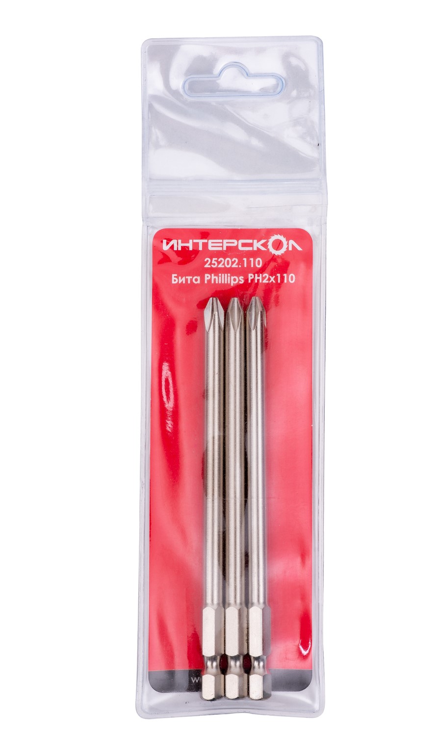 Бита ИНТЕРСКОЛ PH2, 110 мм хвостовик 1/4", 3 шт. (25202.110)