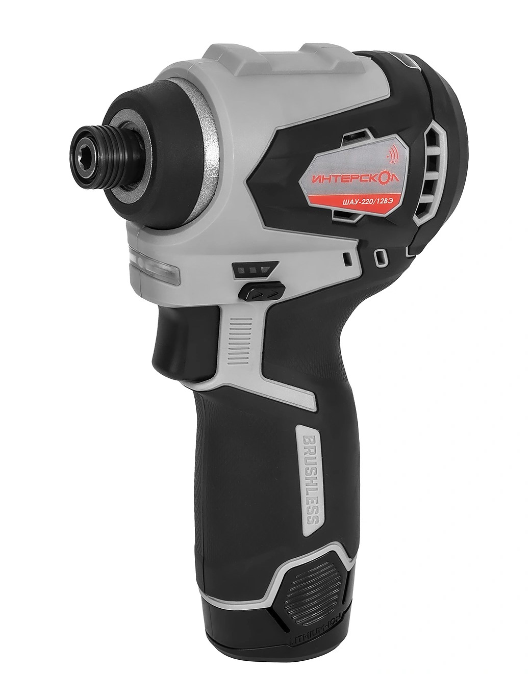 Аккумуляторный ударный шуруповерт ИНТЕРСКОЛ ШАУ-220/12ВЭ, 12 В, 220 Нм, 3200 уд/мин, с 2 АКБ 2 Ач и ЗУ, в кейсе (803.2.2.70)