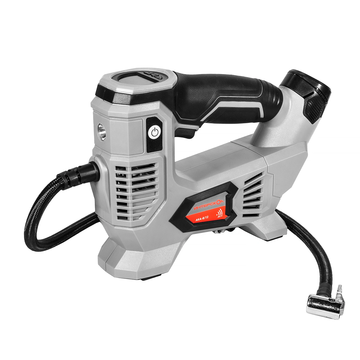 Аккумуляторный компрессор ИНТЕРСКОЛ АКА-8/12ЭМ, 12 В, 10.3 бар, 60 л/мин, с АКБ 2 Ач и ЗУ