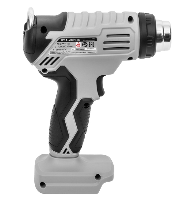 Бесщеточный аккумуляторный строительный фен ИНТЕРСКОЛ ФЭА-200/18В, 550°С, 200 л/мин, без АКБ и ЗУ, 764.0.0.70