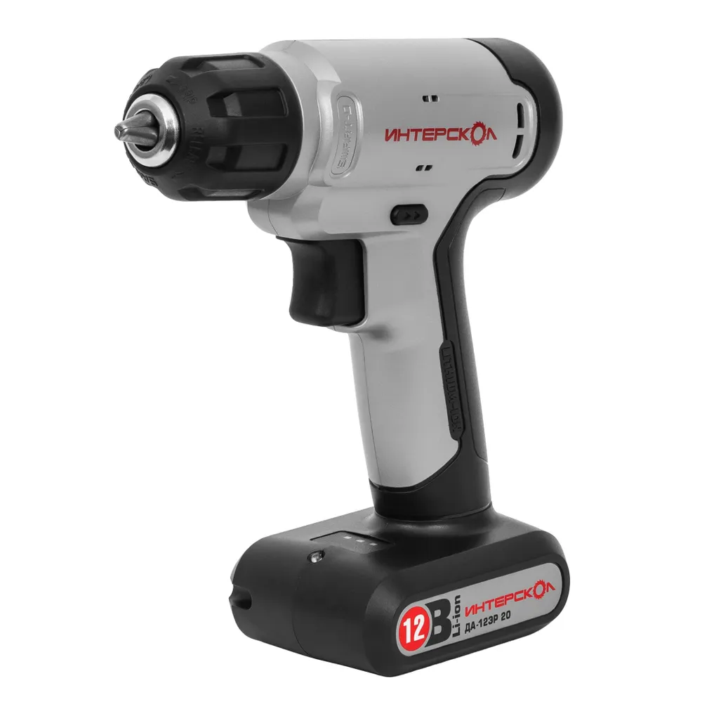 Аккумуляторная дрель-шуруповерт ИНТЕРСКОЛ ДА-12ЭР 20, 12 В, 700 об/мин, с АКБ 1.5 Ач и ЗУ (883.0.1.00)
