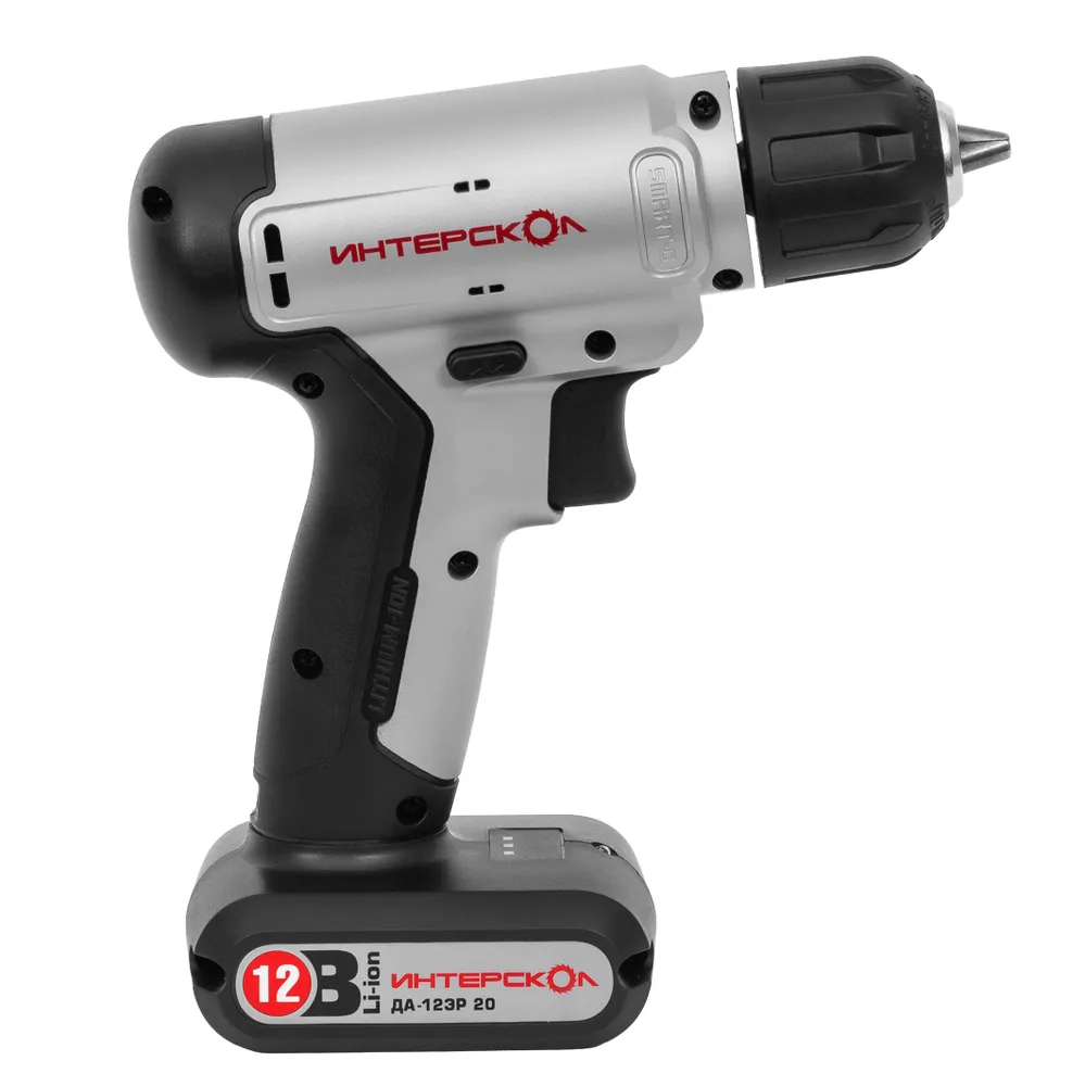 Аккумуляторная дрель-шуруповерт ИНТЕРСКОЛ ДА-12ЭР 20, 12 В, 700 об/мин, с АКБ 1.5 Ач и ЗУ (883.0.1.00)