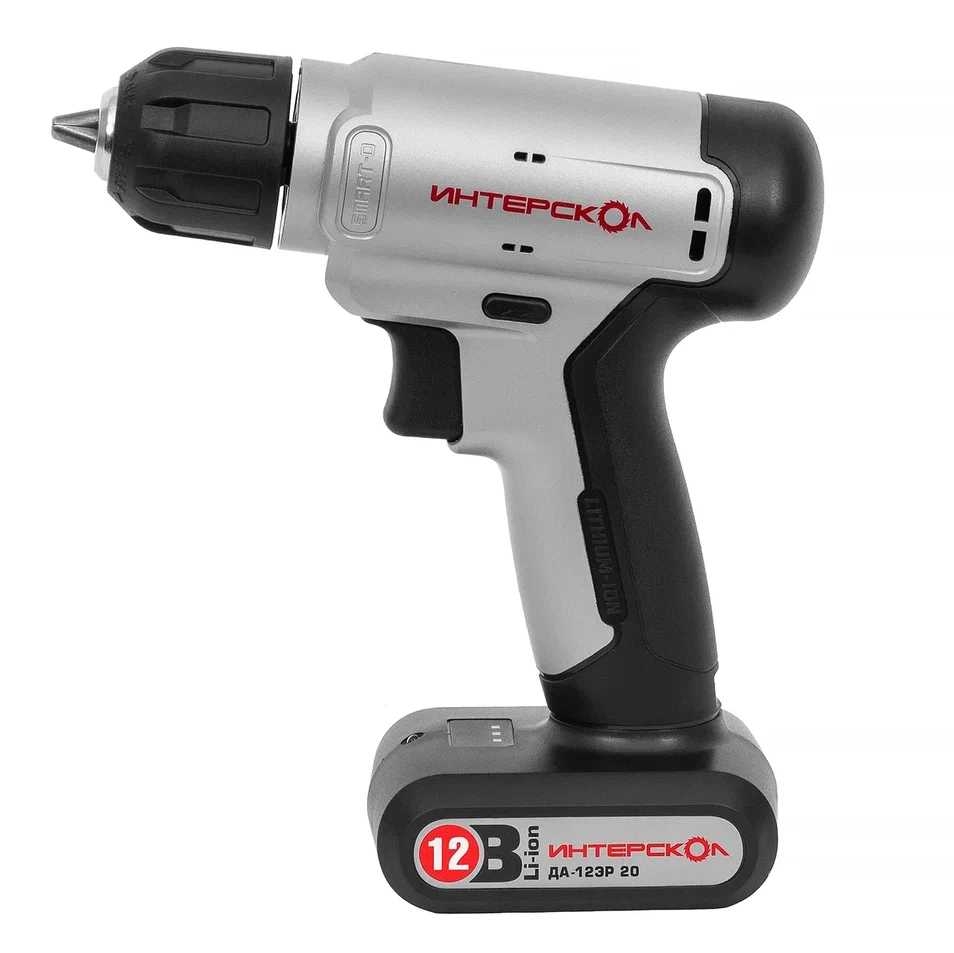 Аккумуляторная дрель-шуруповерт ИНТЕРСКОЛ ДА-12ЭР 20, 12 В, 700 об/мин, с АКБ 1.5 Ач и ЗУ (883.0.1.00)