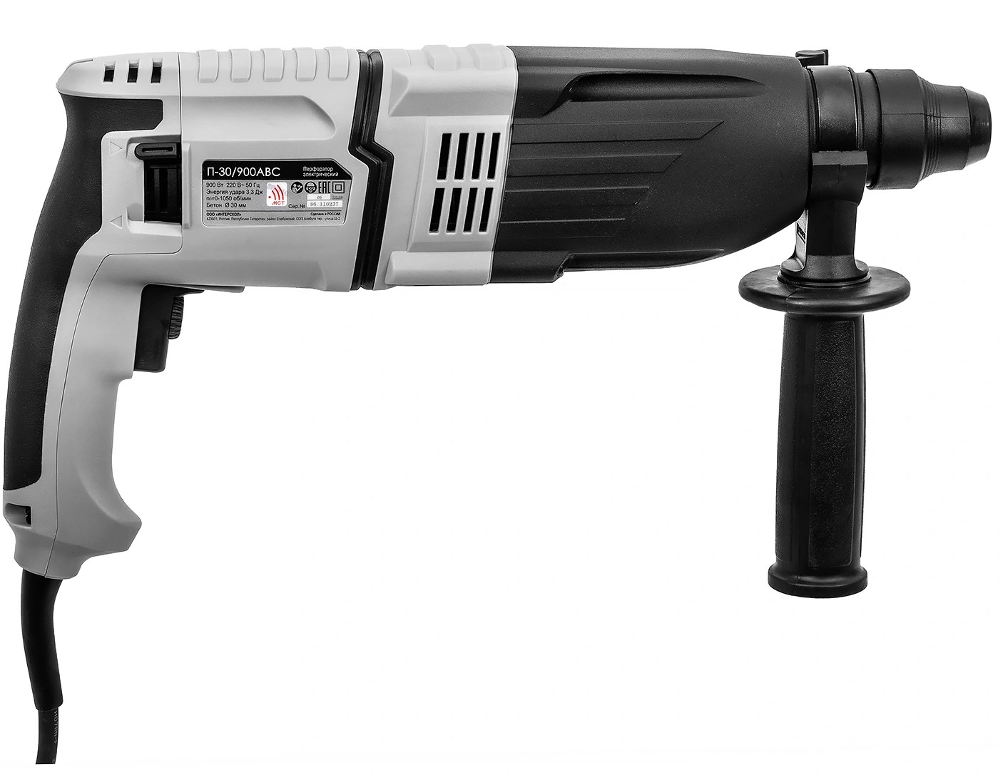Перфоратор ИНТЕРСКОЛ П-30/900АВС, 900 Вт, 3.3 Дж, 5100 уд/мин, в кейсе (86.1.4.40)