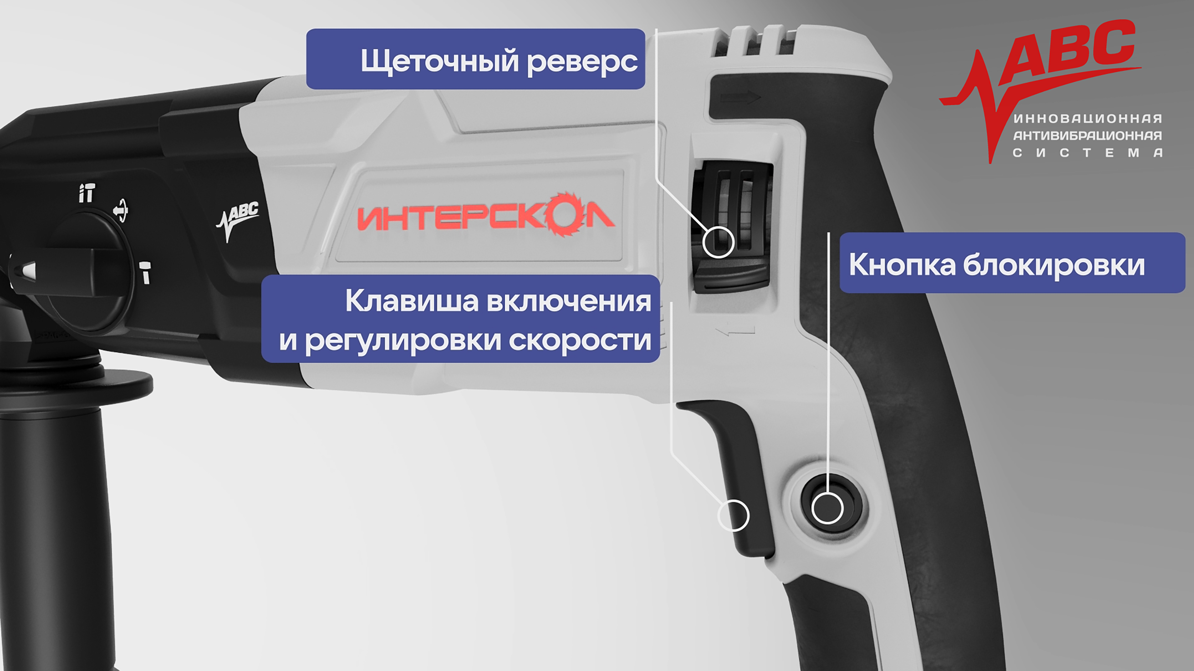 Перфоратор ИНТЕРСКОЛ П-32/1100АВС, с активной виброзащитой, 1100 Вт, 3.4 Дж, 5300 уд/мин (977.1.0.70)