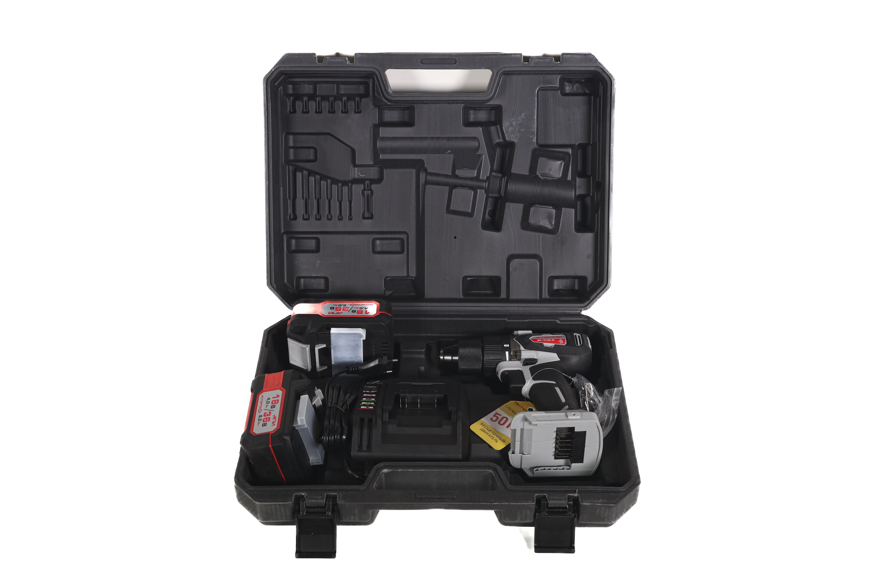 Аккумуляторная дрель-шуруповерт ИНТЕРСКОЛ ДА-13/36В 50, 36 В, 1700 об/мин, с 2 АКБ 2 Ач и ЗУ, в кейсе (851.2.2.70)