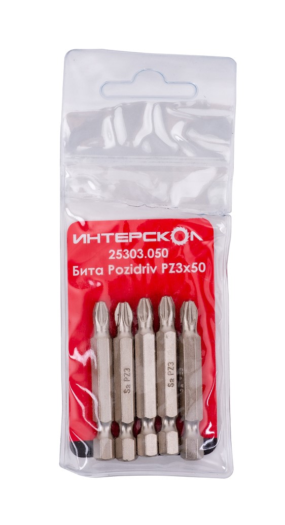 Бита ИНТЕРСКОЛ PZ3, 50 мм хвостовик 1/4", 5 шт. (25303.050)