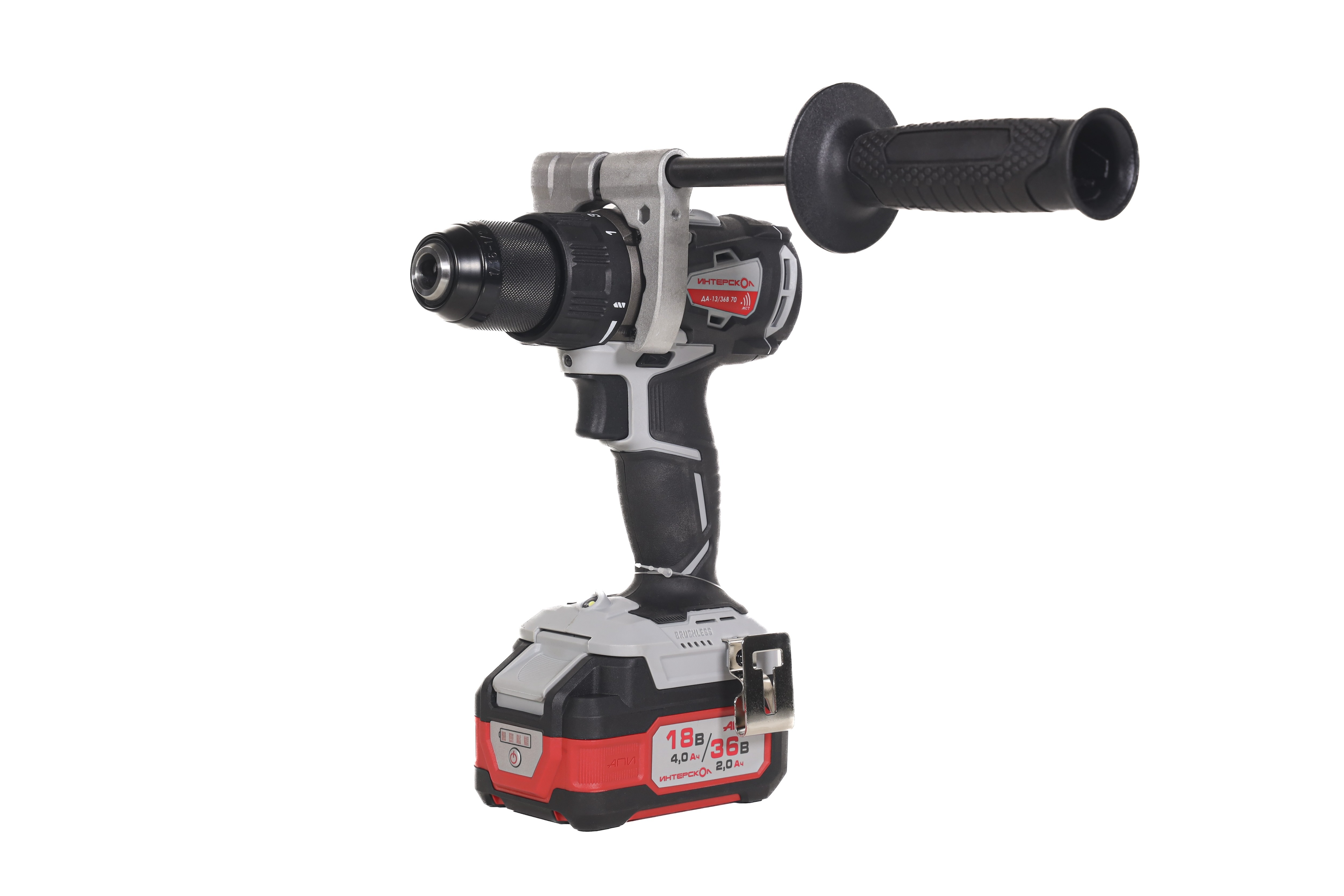 Аккумуляторная дрель-шуруповерт ИНТЕРСКОЛ ДА-13/36В 70, 36 В, 1900 об/мин, с 2 АКБ 2 Ач и ЗУ, в кейсе (814.2.2.70)