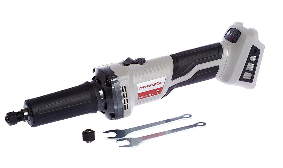 Аккумуляторная прямошлифовальная машина ИНТЕРСКОЛ ПШМ-8/18ВЭ, 18 В26000 об/мин, без АКБ и ЗУ (641.1.0.70)