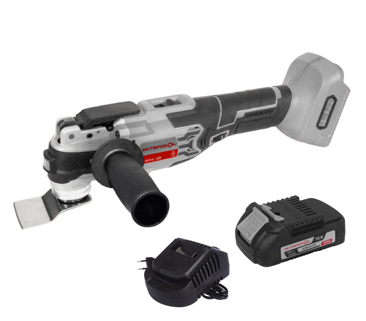 Аккумуляторный реноватор ИНТЕРСКОЛ МФА-18ВМ, 18 В, 19000 кол/мин, с АКБ 2 Ач и ЗУ (766.0.0.70-B2C)