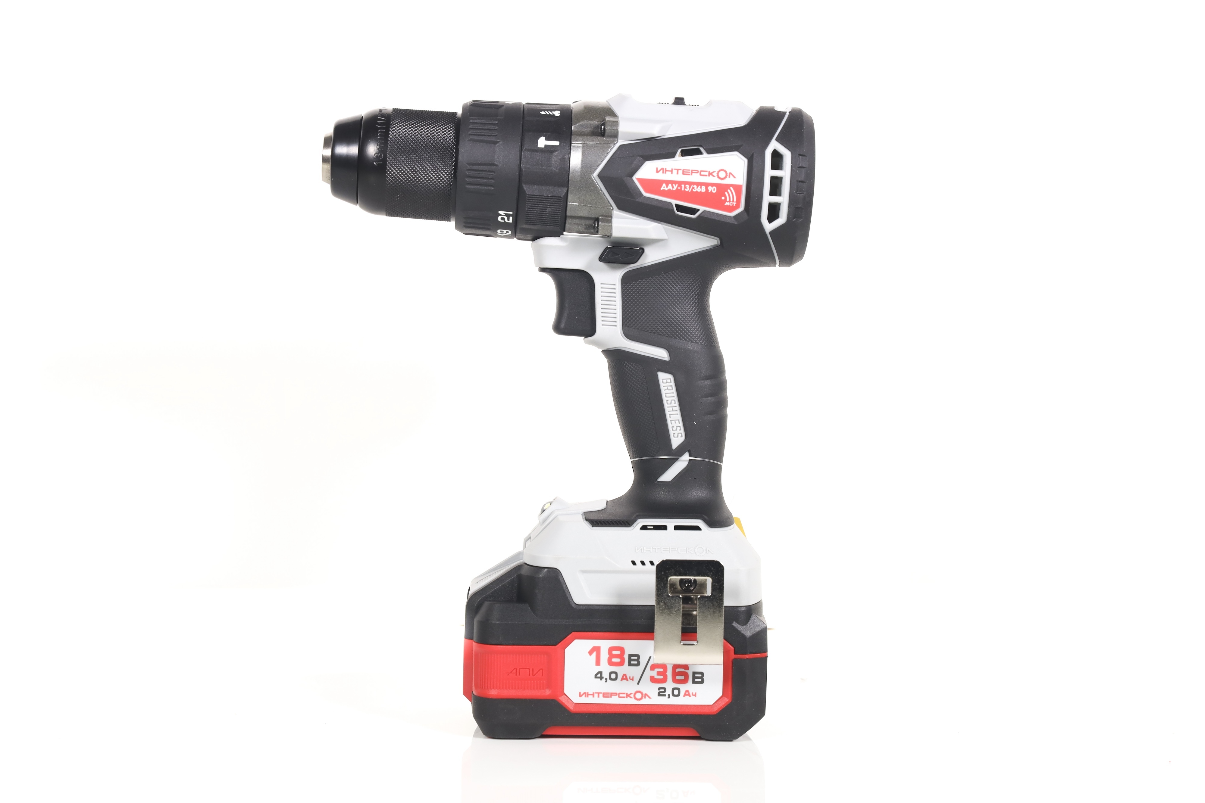 Ударная дрель-шуруповерт ИНТЕРСКОЛ ДА-13/36В 90, 36 В, 2000 об/мин, 30000 уд/мин, с 2 АКБ 2 Ач и ЗУ, в кейсе (860.2.2.70)