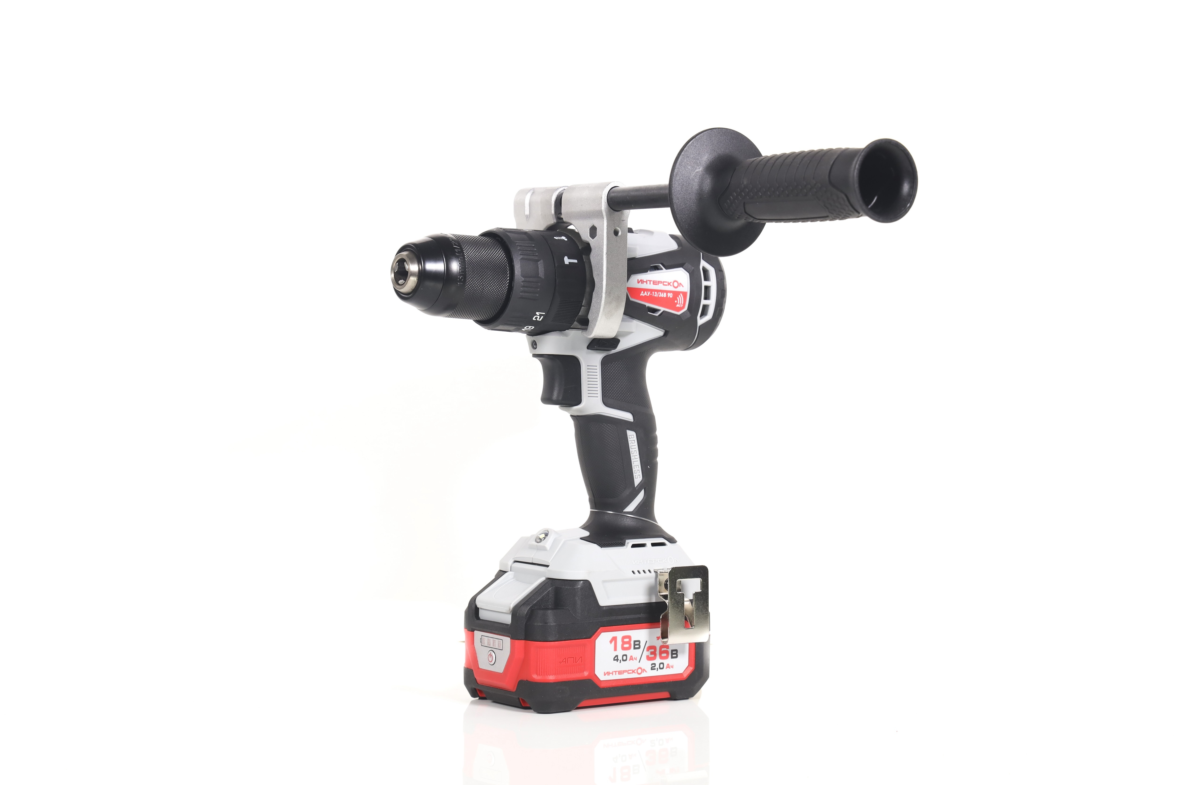 Ударная дрель-шуруповерт ИНТЕРСКОЛ ДА-13/36В 90, 36 В, 2000 об/мин, 30000 уд/мин, с 2 АКБ 2 Ач и ЗУ, в кейсе (860.2.2.70)