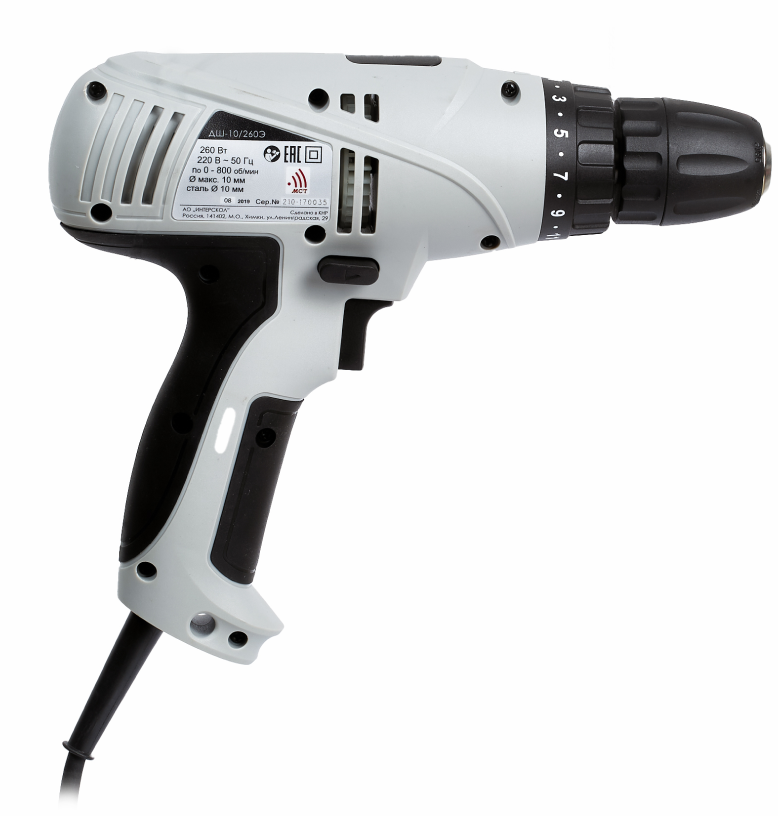 Дрель-шуруповерт ИНТЕРСКОЛ ДШ-10/260Э, 260 Вт, 800 об/мин (210.1.1.00)