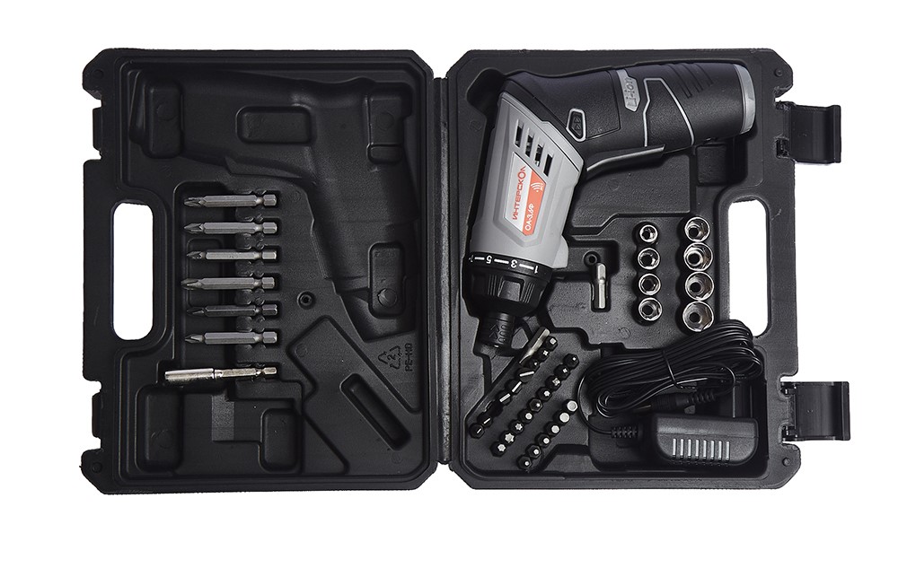 Аккумуляторная отвертка ИНТЕРСКОЛ ОА-3,6Ф, 3.6 В, 5 Н·м, 200 об/мин, 1 АКБ 1.3 Ач и ЗУ, в кейсе, 433.0.1.00