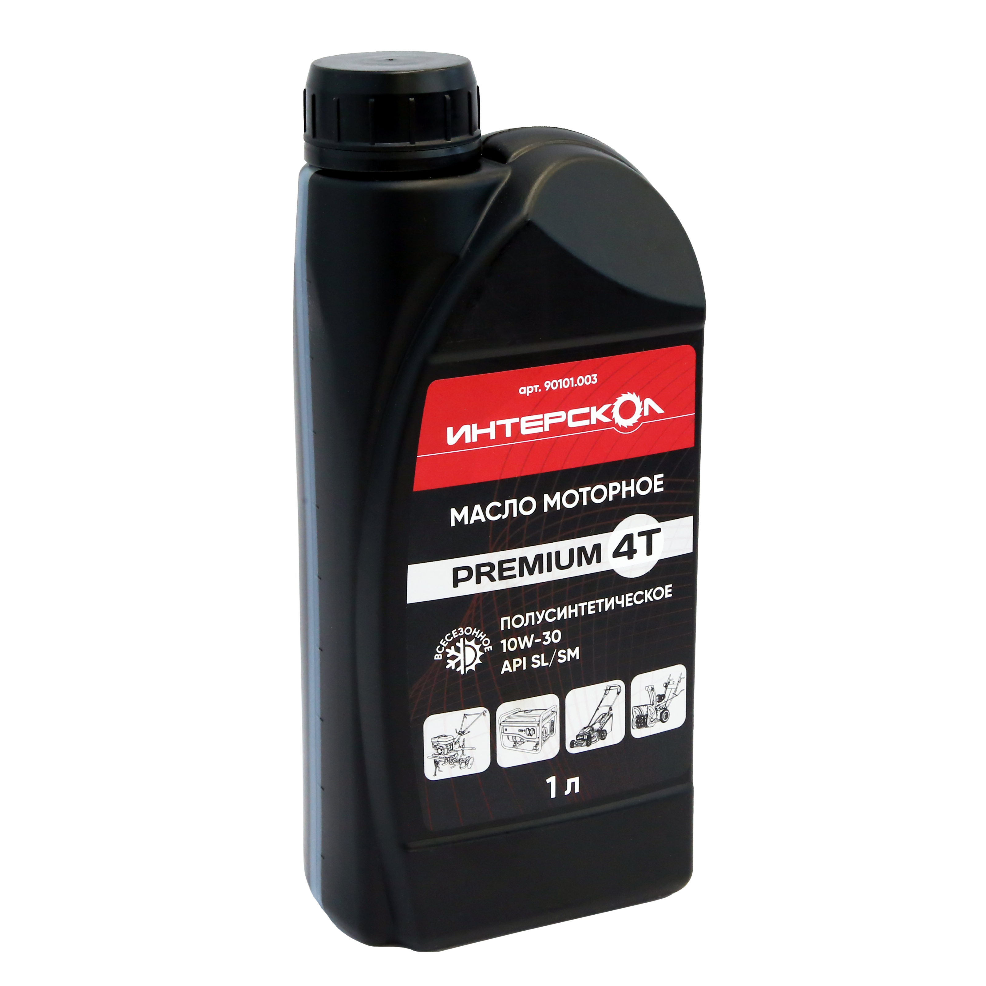 Масло моторное ИНТЕРСКОЛ Premium, 10W-30, 4-х тактное, полусинтетическое, 1000 мл (90101.003)