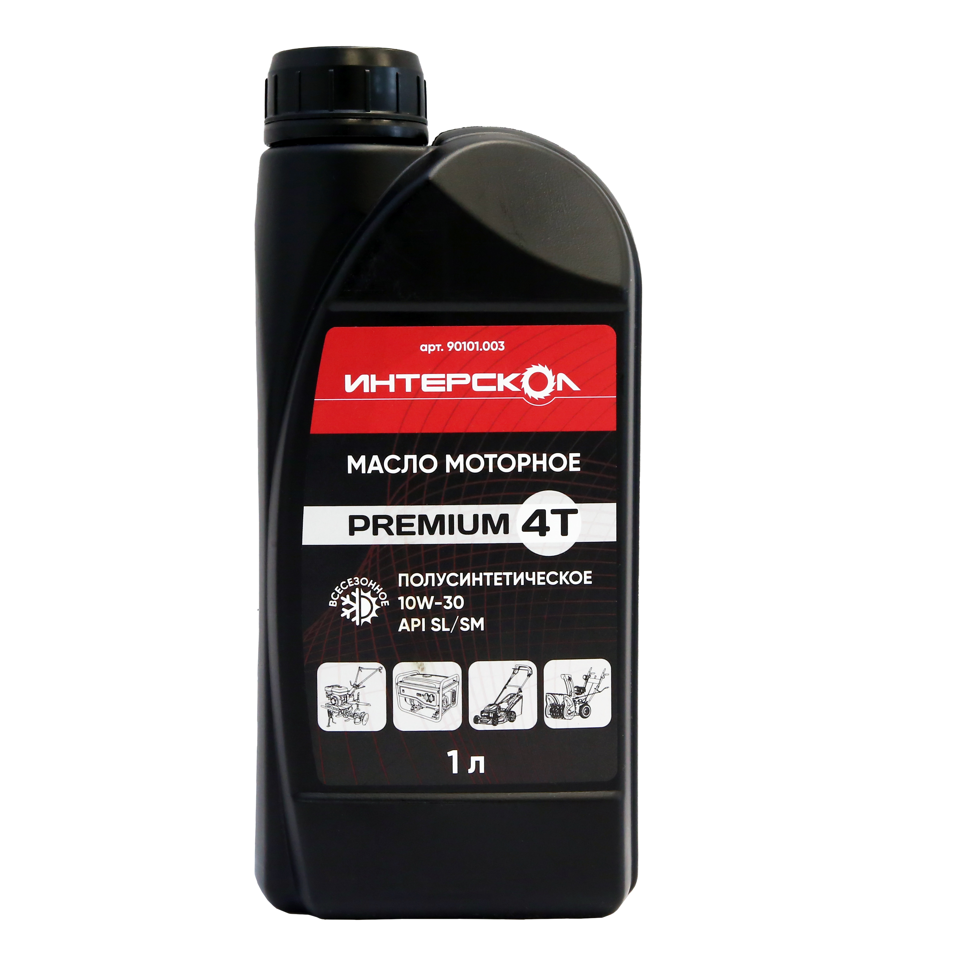 Масло моторное ИНТЕРСКОЛ Premium, 10W-30, 4-х тактное, полусинтетическое, 1000 мл (90101.003)
