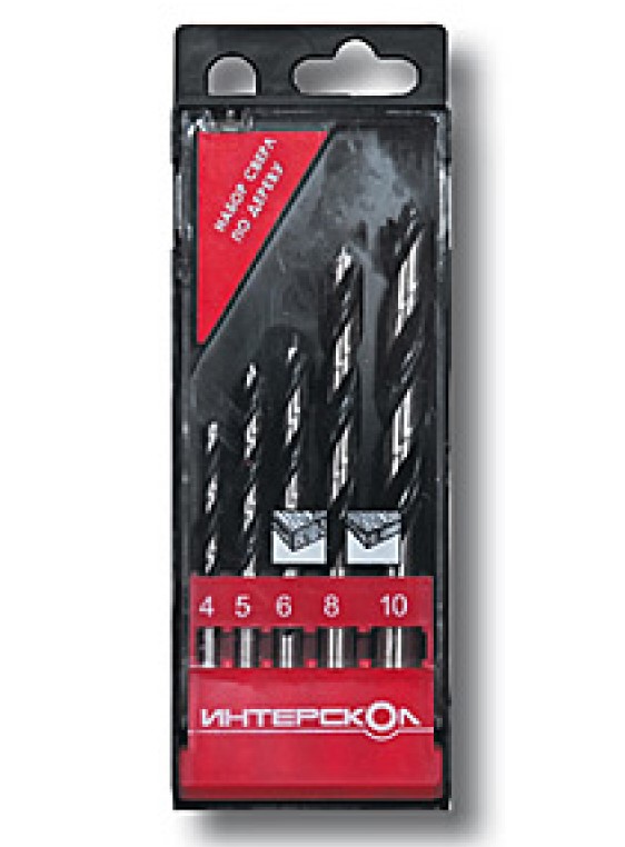 Набор сверл ИНТЕРСКОЛ по дереву, 4/5/6/8/10 мм, 5 шт. (2039300300000)