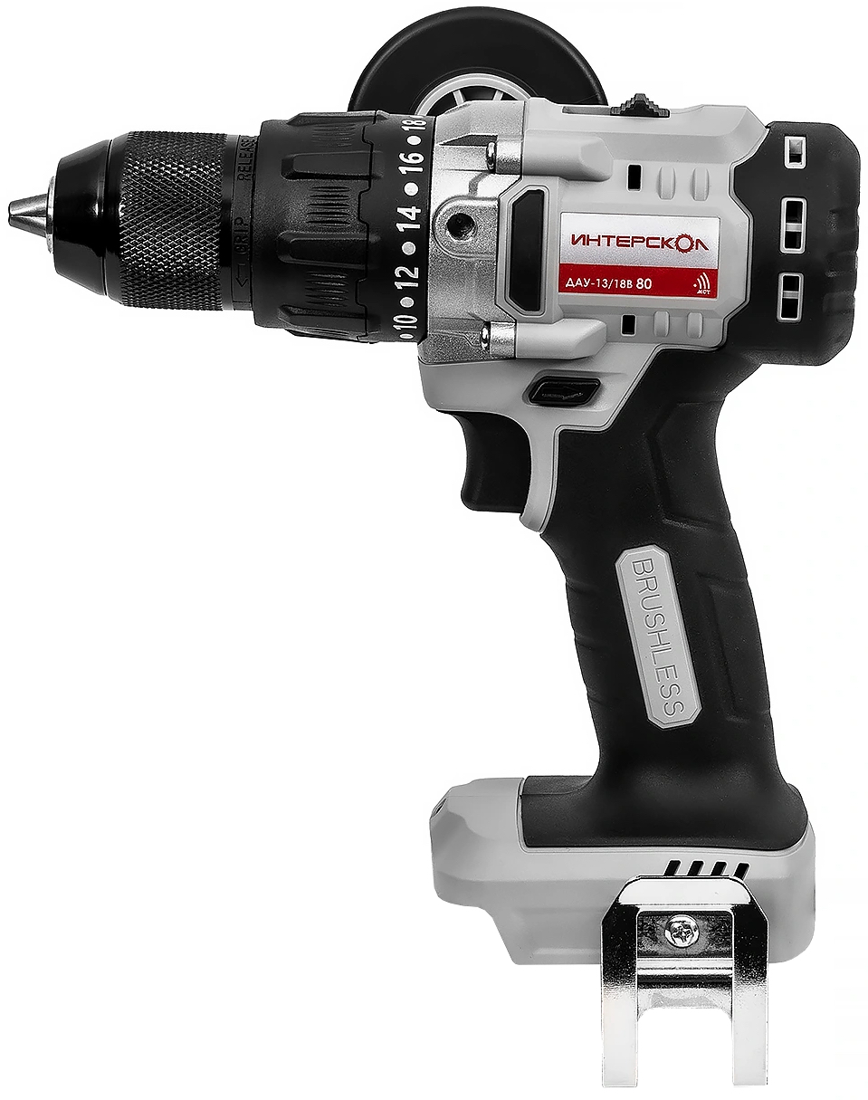 Аккумуляторная ударная дрель-шуруповерт ИНТЕРСКОЛ ДАУ-13/18В 80, 18 В, 1800 об/мин, с АКБ 2 Ач и ЗУ (786.0.0.70-B2C)