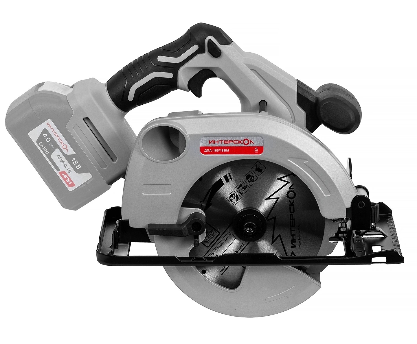 Аккумуляторная дисковая пила ИНТЕРСКОЛ ДПА-165/18ВМ, 18 В, 165 мм, 5000 об/мин, без АКБ и ЗУ (762.0.0.70)
