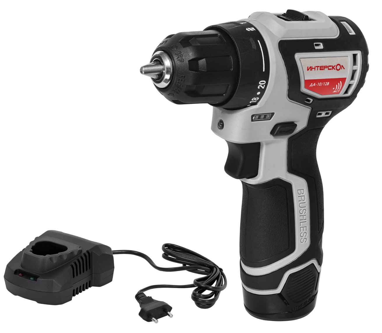 Аккумуляторная дрель-шуруповерт ИНТЕРСКОЛ МиниМАКС ДА-10/12 36, 12 В, 1450 об/мин, с АКБ 2 Ач и ЗУ (687.0.0.70-B2C)