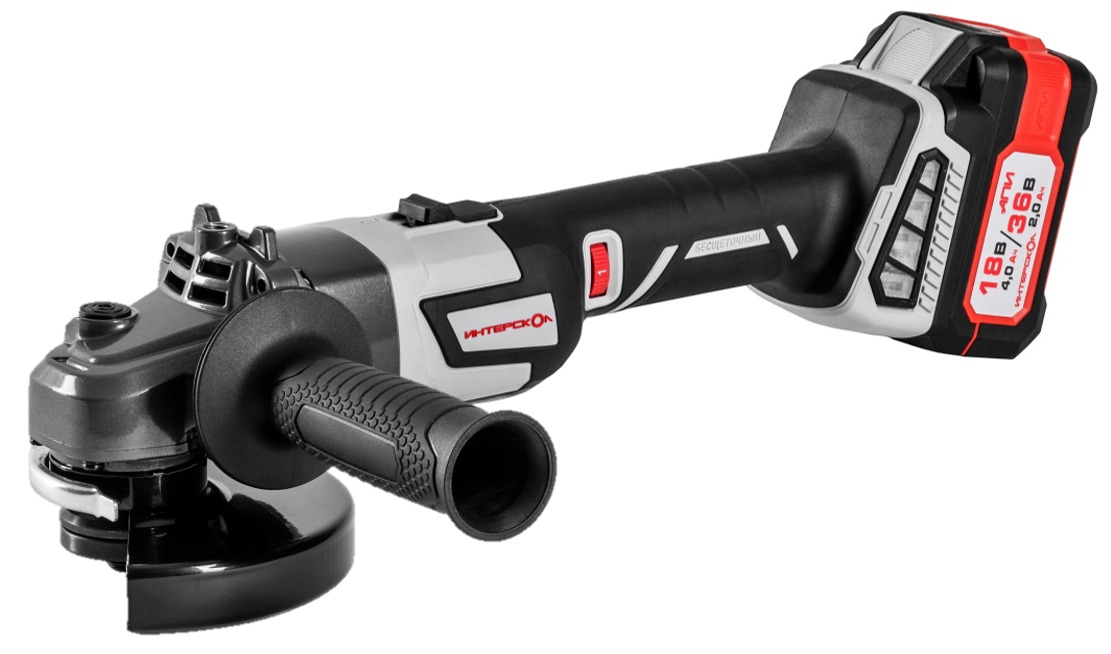 Угловая шлифмашина ИНТЕРСКОЛ УШМ-125/36ММ МультиМАКС 36В, 36 В, 125 мм, 8750 об/мин, с АКБ 2 Ач и ЗУ, в кейсе (900.2.1.41)