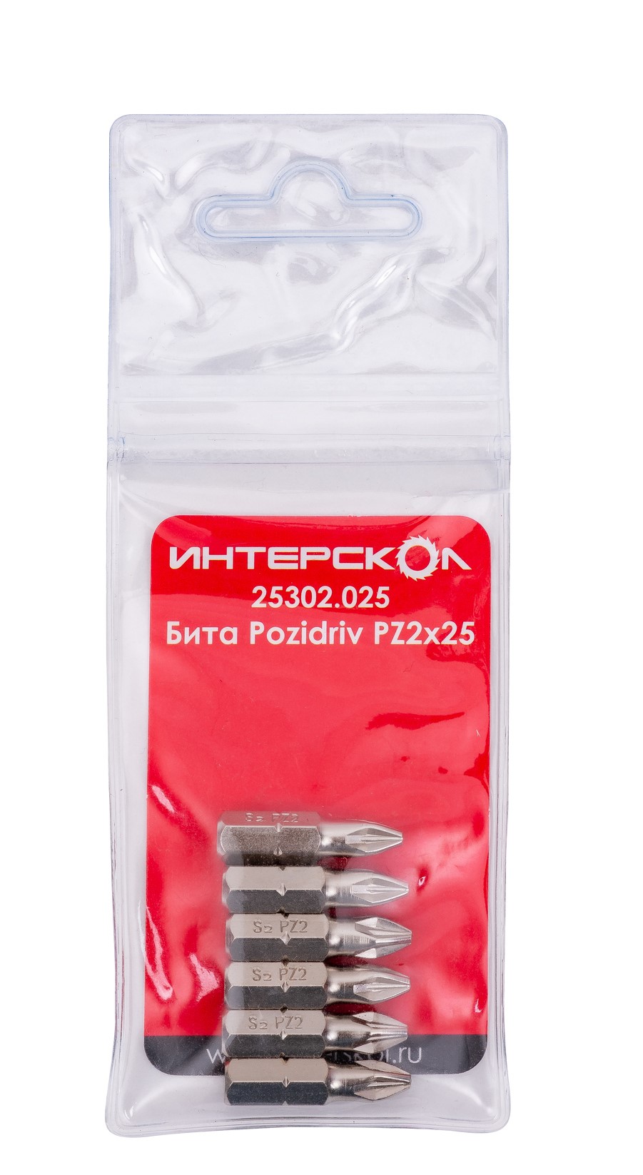 Бита ИНТЕРСКОЛ PZ2, 25 мм хвостовик 1/4", 6 шт. (25302.025)