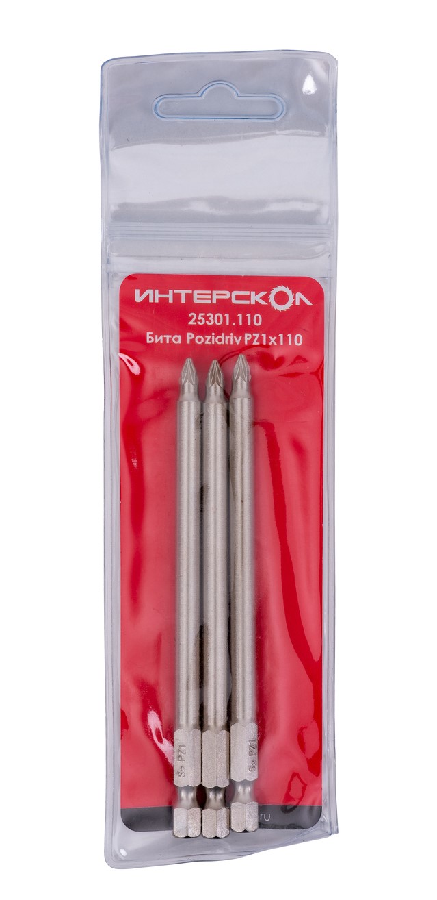 Бита ИНТЕРСКОЛ PZ1, 110 мм хвостовик 1/4", 3 шт. (25301.110)