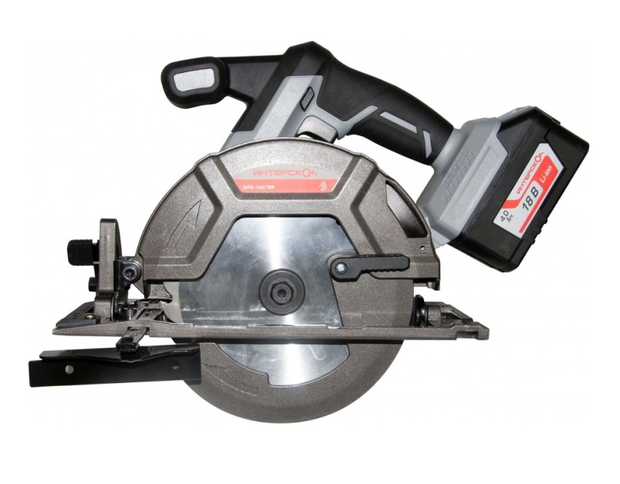 Аккумуляторная дисковая пила ИНТЕРСКОЛ ДПА-165/18В, 18 В, 165 мм, 5000 об/мин, с АКБ 4 Ач и ЗУ (577.4.1.70)