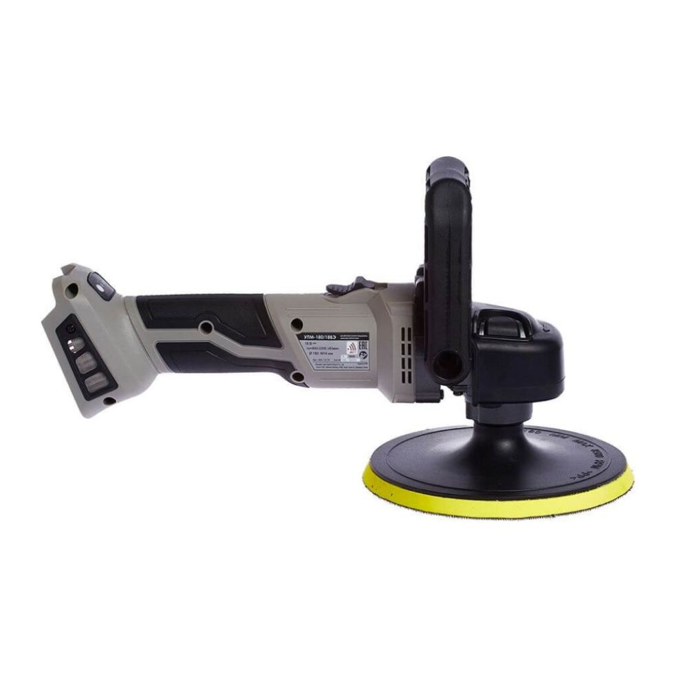 Аккумуляторная полировальная машина ИНТЕРСКОЛ УПМ-180/18ВЭ,, 18 В, 180 мм, 2200 об/мин, с АКБ 2 Ач и ЗУ (642.1.0.70-B2C)