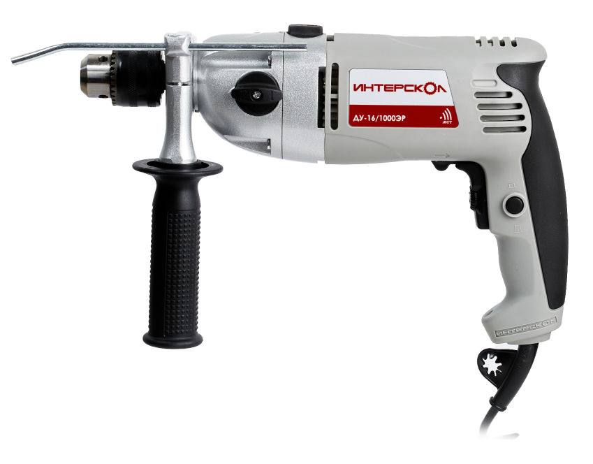 Ударная дрель ИНТЕРСКОЛ ДУ-16/1000ЭР, 1000 Вт, 2500 об/мин, 42000 уд/мин (57.1.3.00)