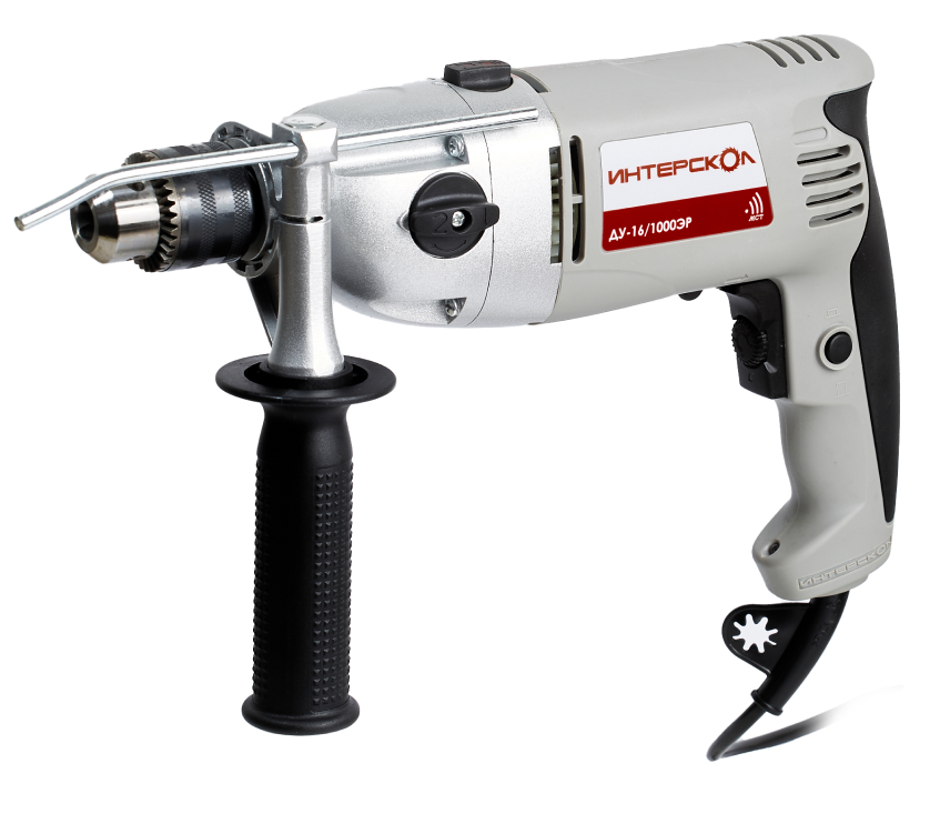 Ударная дрель ИНТЕРСКОЛ ДУ-16/1000ЭР, 1000 Вт, 2500 об/мин, 42000 уд/мин (57.1.3.00)
