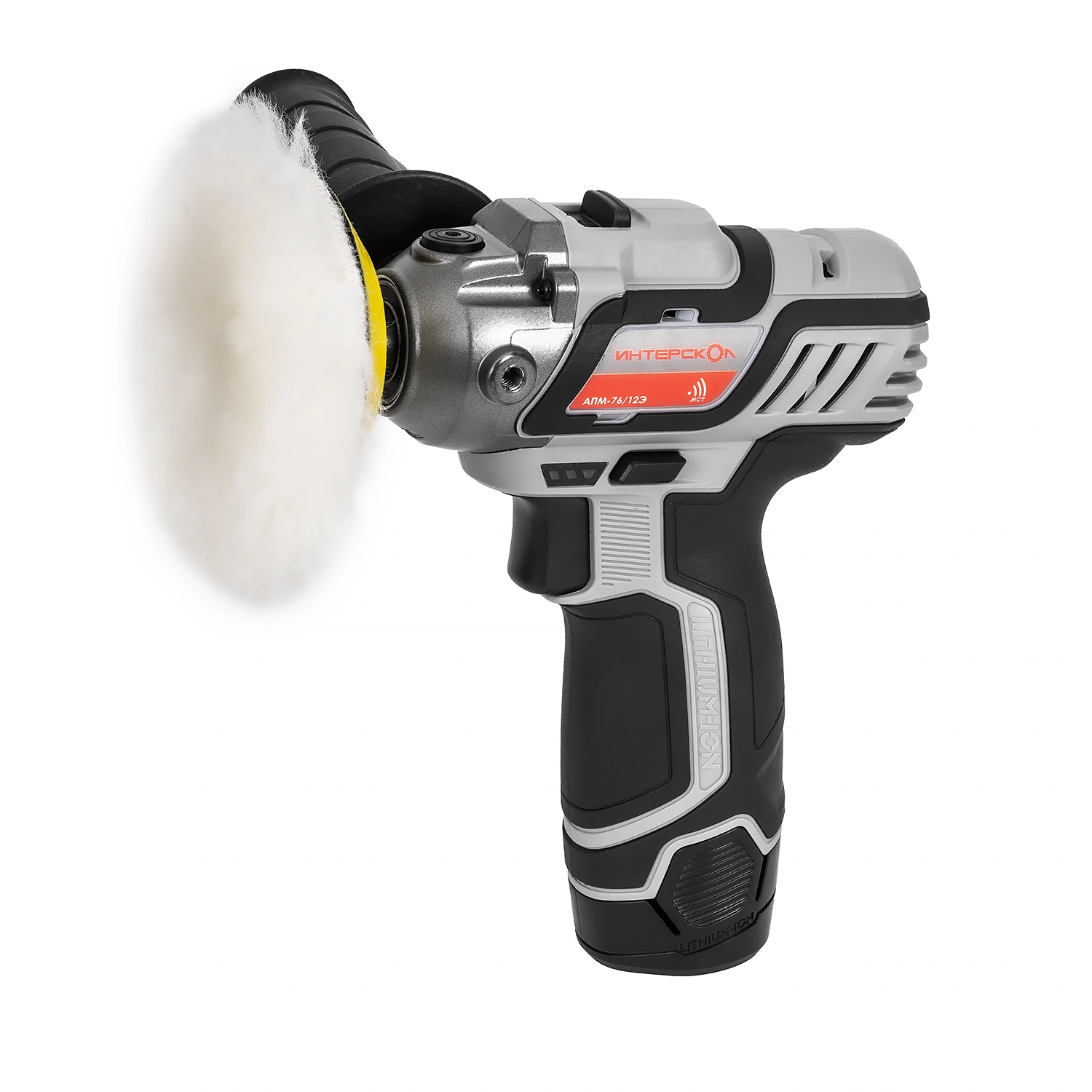 Аккумуляторная полировальная машина ИНТЕРСКОЛ АПМ-76/12Э, 12 В, 76 мм, 8300 об/мин, с АКБ 2 Ач и ЗУ (806.0.0.70-B2C)