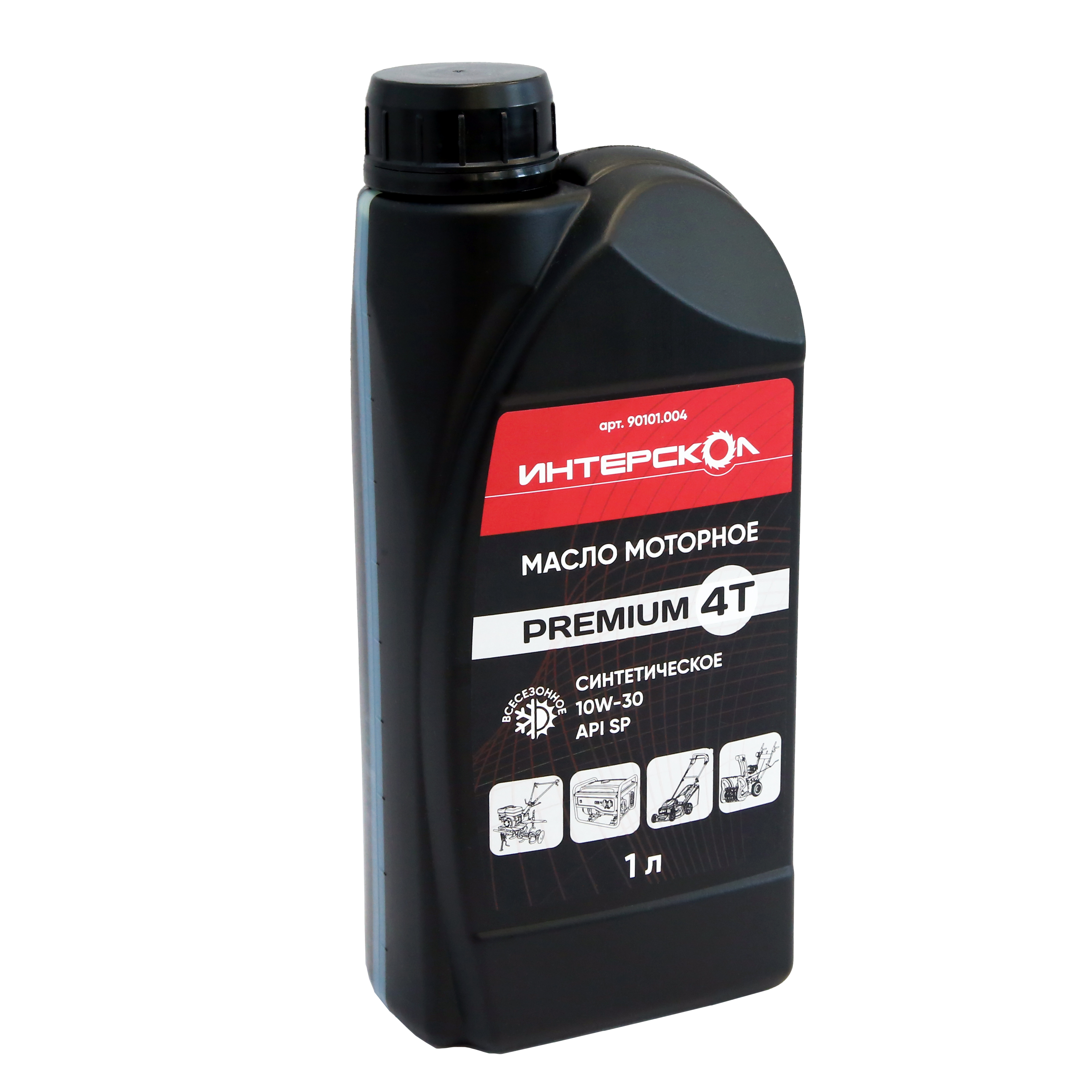 Масло моторное ИНТЕРСКОЛ Premium, 10W-30, 4-х тактное, синтетическое, 1000 мл (90101.004)