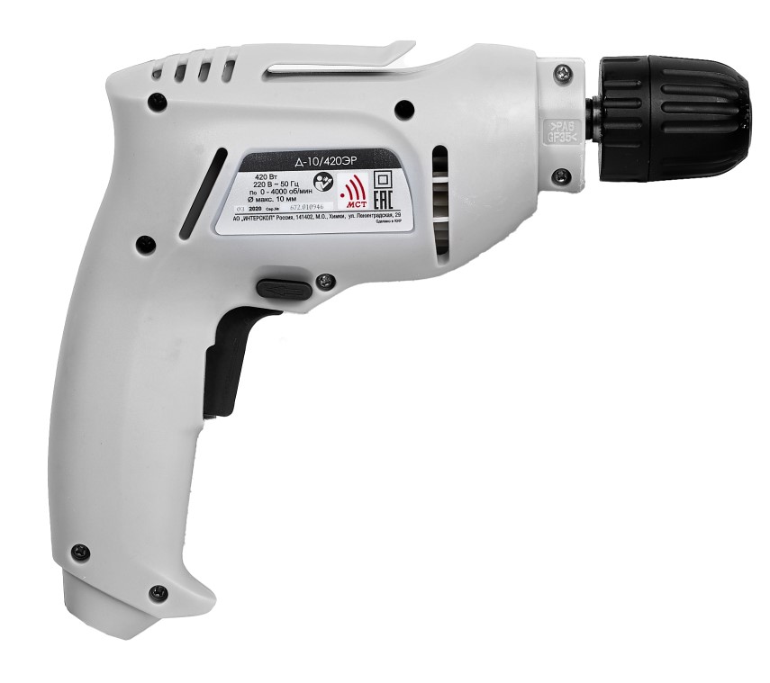 Дрель ИНТЕРСКОЛ Д-10/420ЭР, 420 Вт, 4000 об/мин (672.1.0.00)