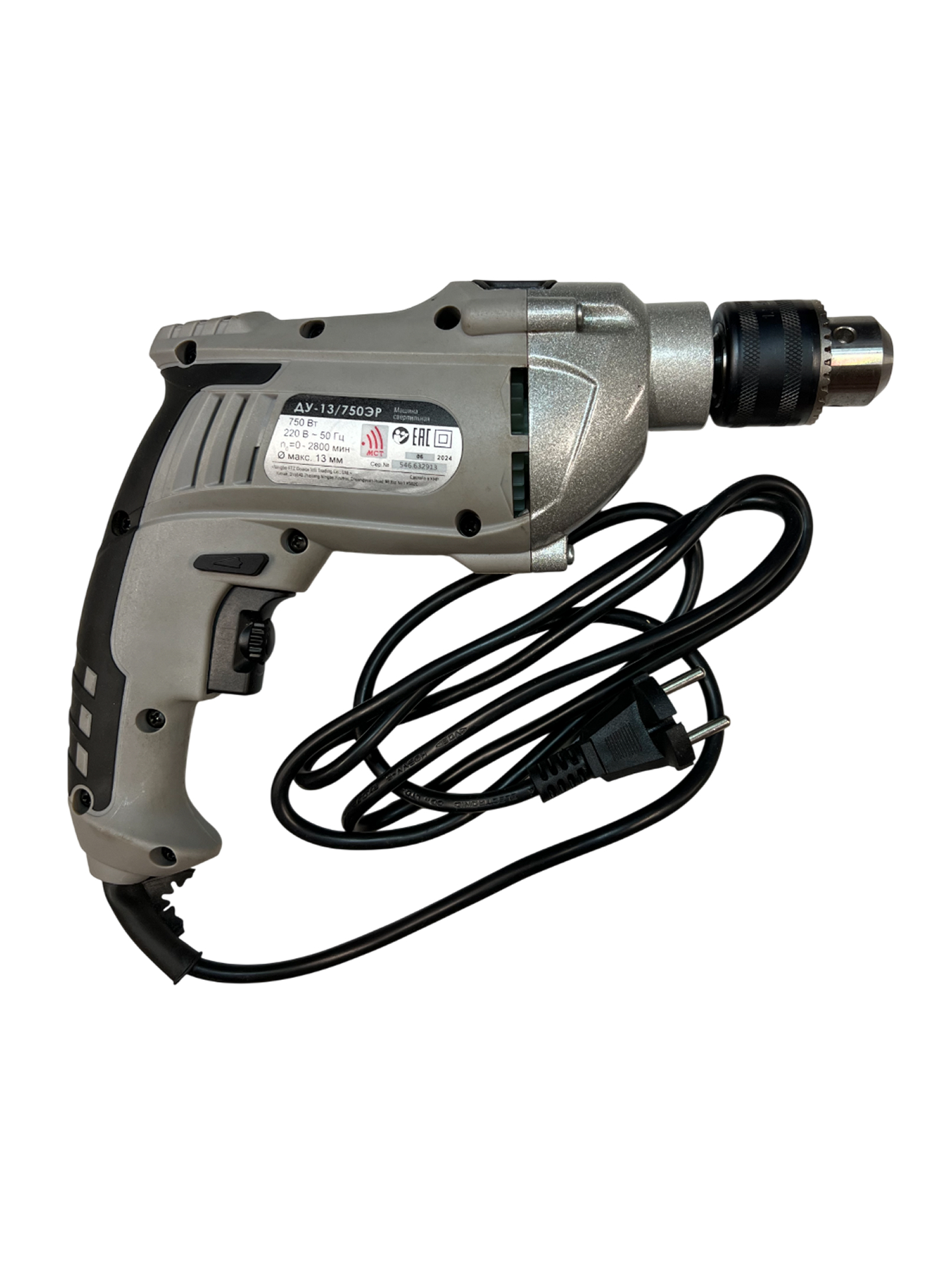 Ударная дрель ИНТЕРСКОЛ ДУ-13/750ЭР, 750 Вт, 2800 об/мин, 45000 уд/мин, (УЦЕНЕННЫЙ ТОВАР) (546.1.0.00/U)