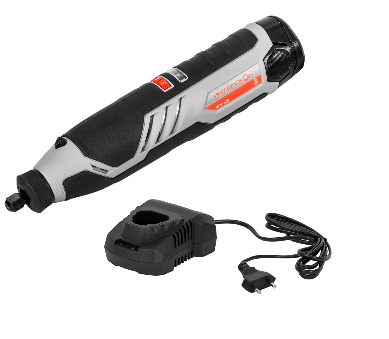 Аккумуляторный гравер ИНТЕРСКОЛ АГМ-12Э, 12 В, 25000 об/мин, с АКБ 2 Ач и ЗУ (809.0.0.70-B2C)