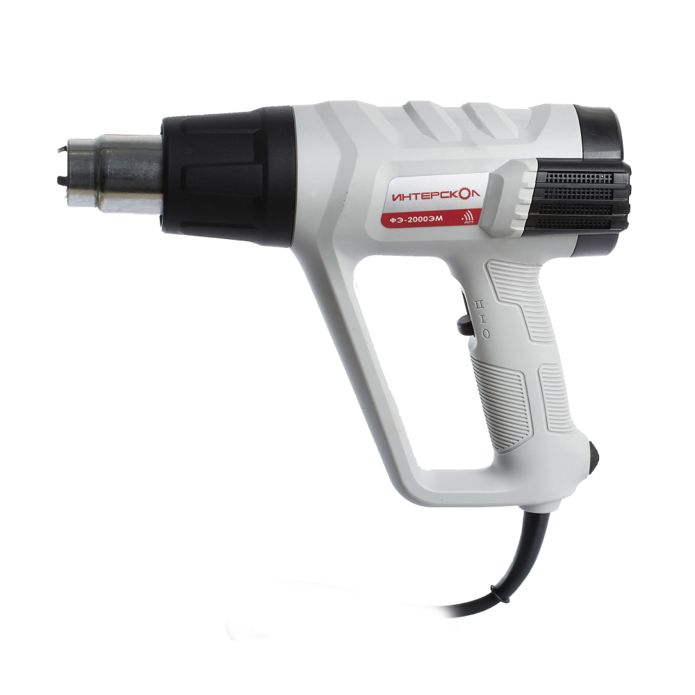 Строительный фен ИНТЕРСКОЛ ФЭ-2000ЭМ,2000 Вт, 600°С, 500 л/мин, кейс, 4 насадки, 385.0.1.00