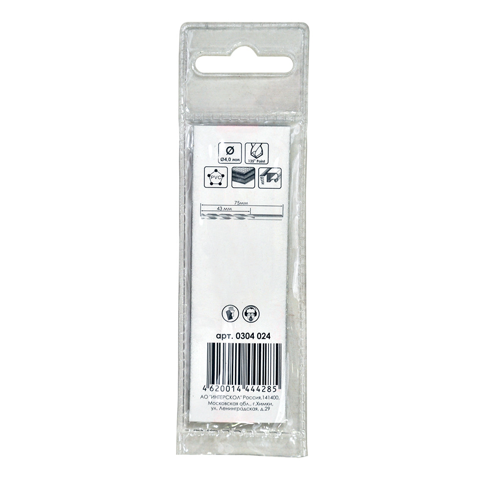 Сверло по металлу ИНТЕРСКОЛ Pro, 4x43x75 мм, 1 шт. (0304.024)