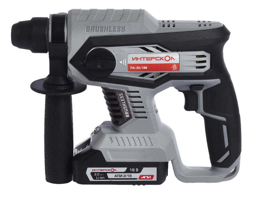 Аккумуляторный перфоратор ИНТЕРСКОЛ ПА-24/18В, 18 В, 2.2 Дж, 5300 уд/мин, с 2 АКБ 2 Ач и ЗУ (579.2.2.70)