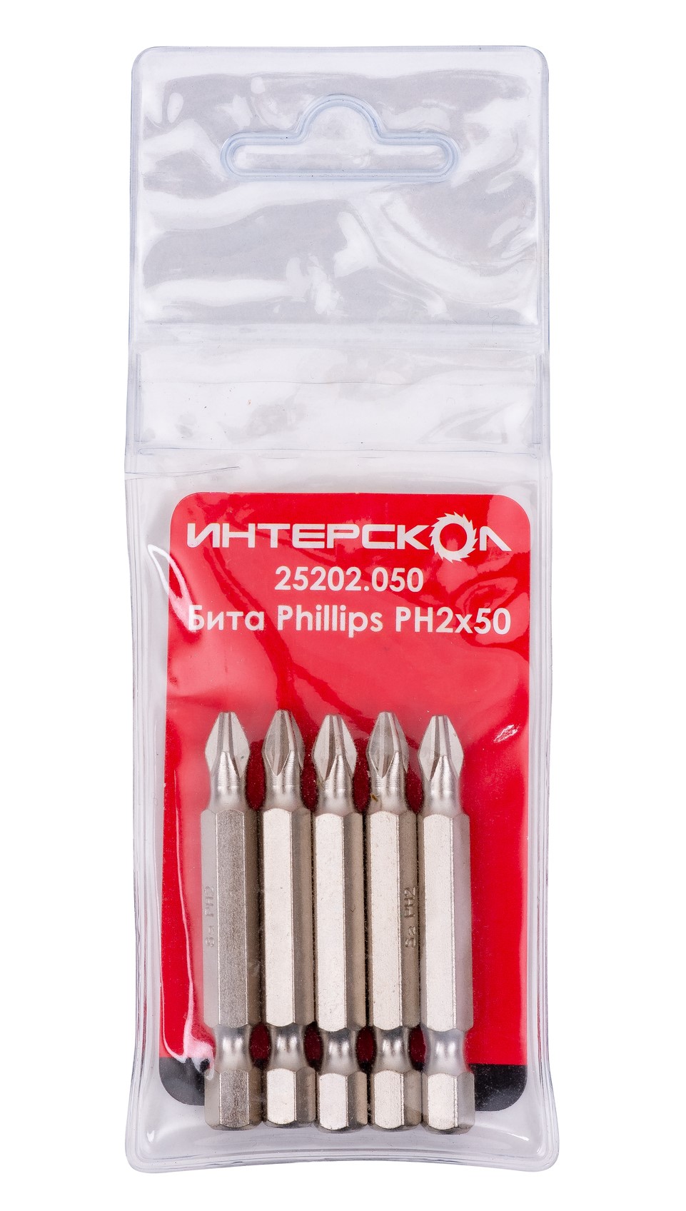 Бита ИНТЕРСКОЛ PH2, 50 мм хвостовик 1/4", 5 шт. (25202.050)