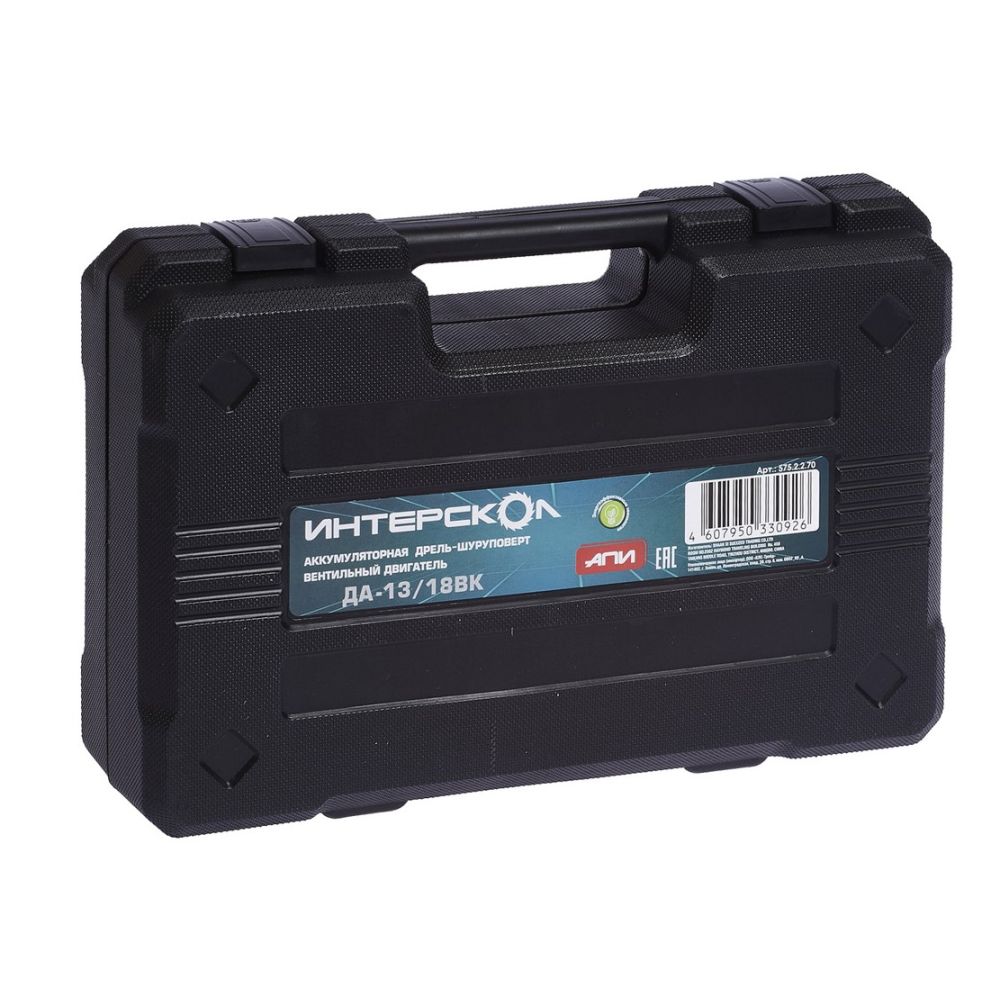 Аккумуляторная дрель-шуруповерт ИНТЕРСКОЛ ДА-13/18ВК 45, 18 В, 1700 об/мин, с АКБ 2 Ач и ЗУ, в кейсе (575.0.0.70-B2C)