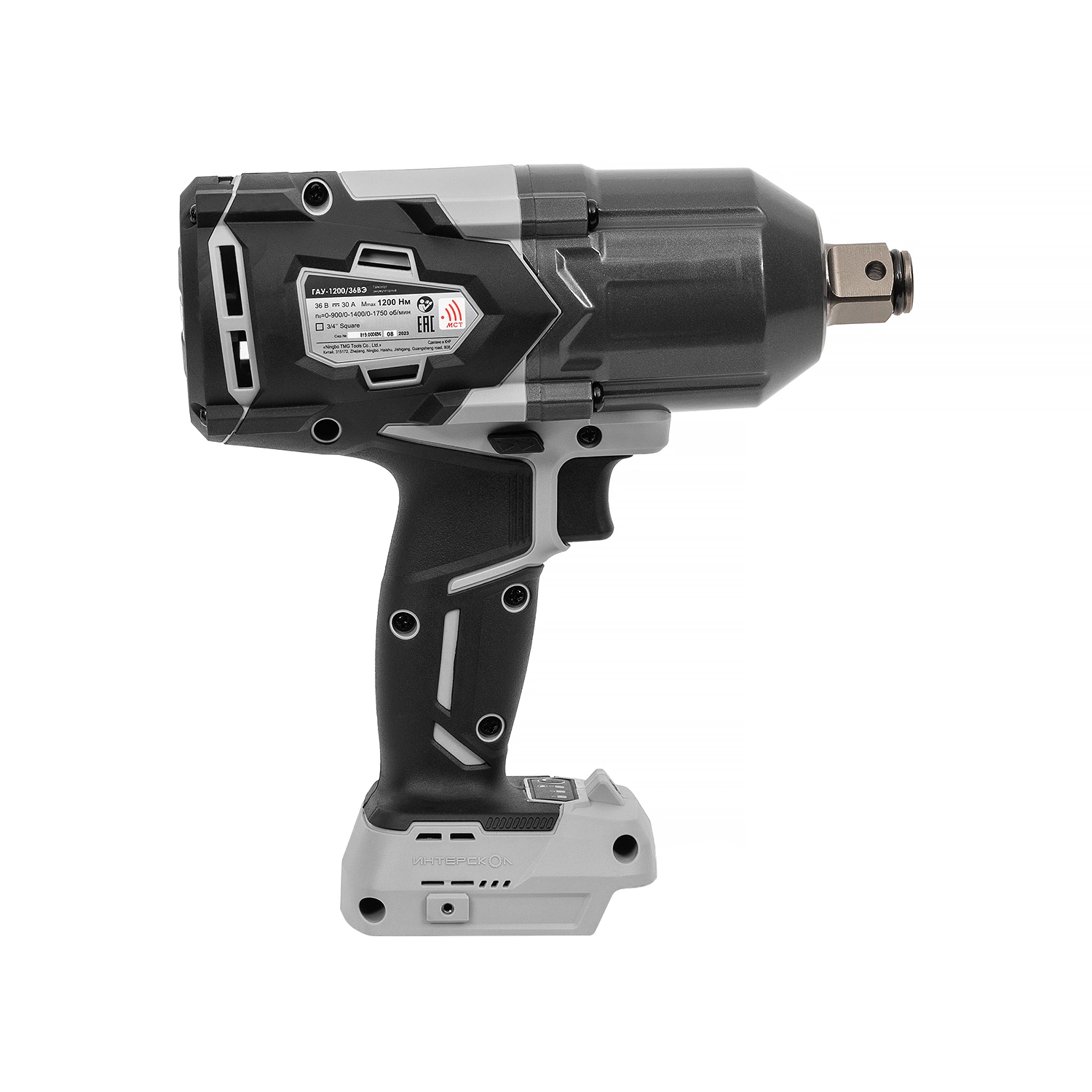 Аккумуляторный гайковерт ИНТЕРСКОЛ ГАУ-1200/36ВЭ, 36 В, 1200 Hм, 2050 уд/мин, с АКБ 2.5 Ач и ЗУ (819.1.0.70-B25C)